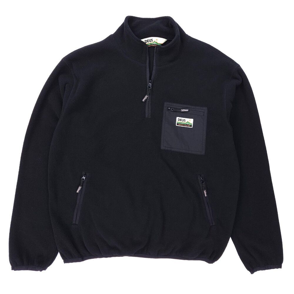 DEUS Ex Machina Munster Half Zip Polar Fleece Jacket Black Gorpcore Outdoor